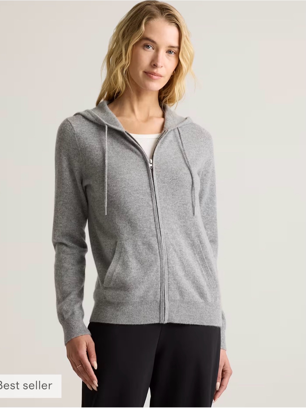 Quince Light Gray Cashmere Zip Hoodie